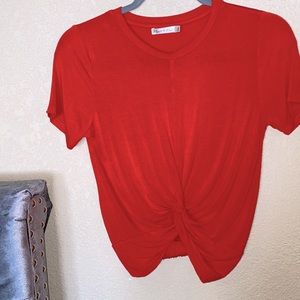 Red Scrunched Crop Top